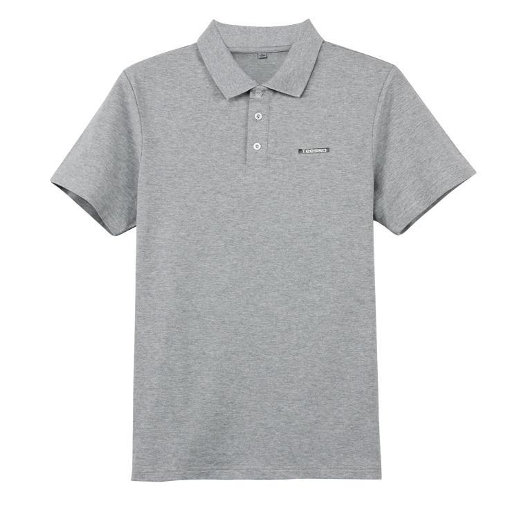 Teesso灰色男士高档POLO衫定制厚板胶印logo