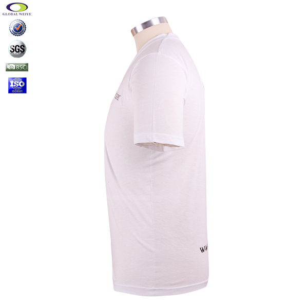 男士短袖V领白色T恤