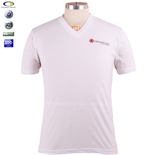 男士短袖V领白色T恤