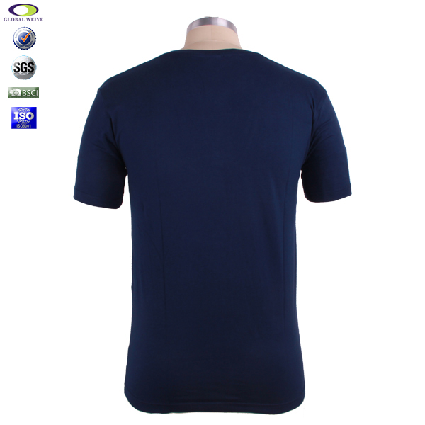 男士短袖V领深蓝色T恤