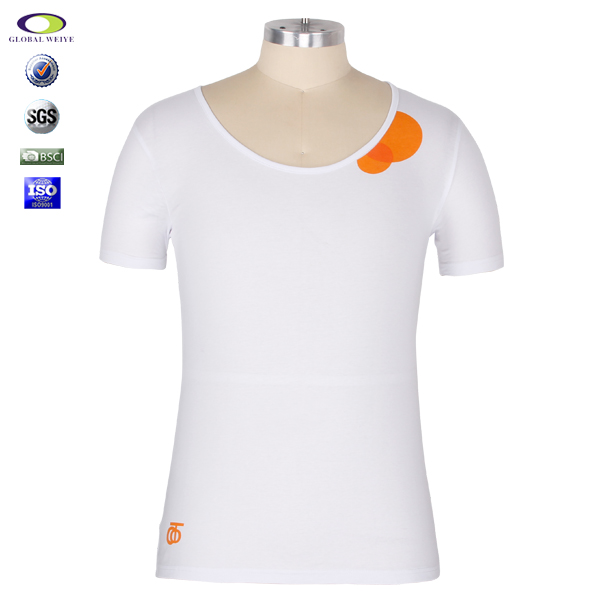 男士短袖大圆领白色T恤