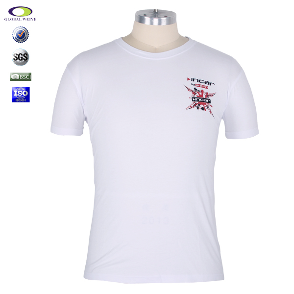团体印花男士短袖圆领白色T恤