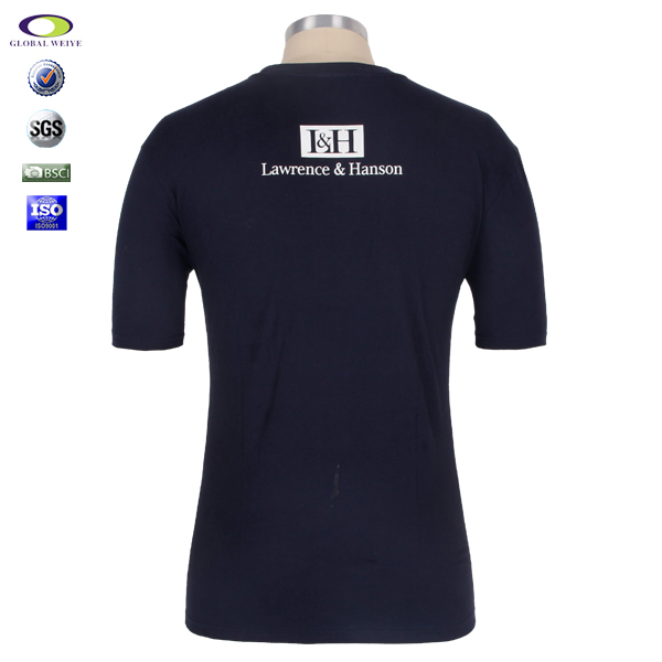 定制公司员工服印花男士短袖圆领宝蓝色T恤