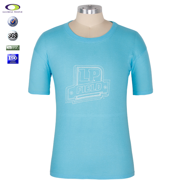 简约活动印花男士短袖圆领天蓝色T恤