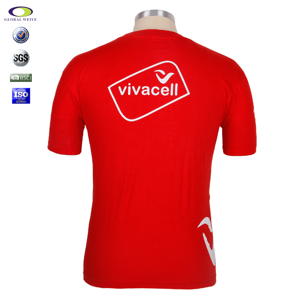 广告促销活动男士红色圆领短袖T恤印花logo