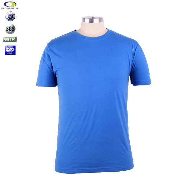 品牌印花男士纯棉蓝色圆领T恤
