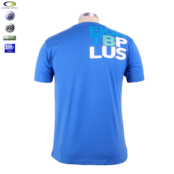 品牌印花男士纯棉蓝色圆领T恤