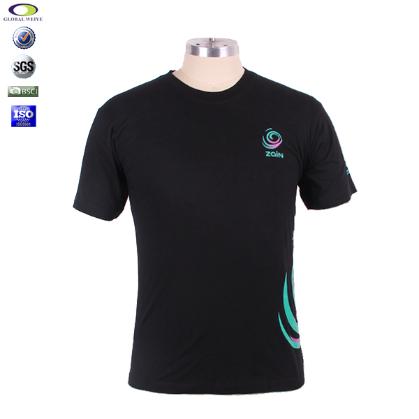 时尚广告宣传男士圆领纯棉T恤侧边拼接印花