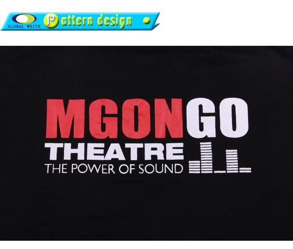 公司员工白色字母印花男士圆领黑色T恤定做