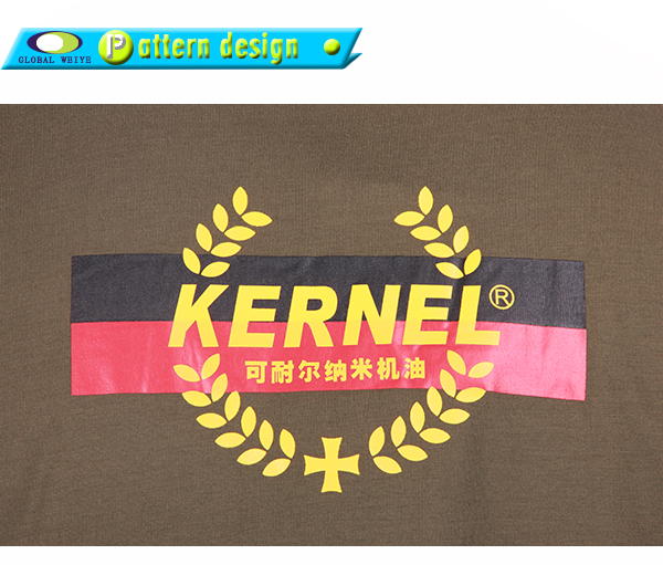 军绿色员工T恤圆领短袖前后印花