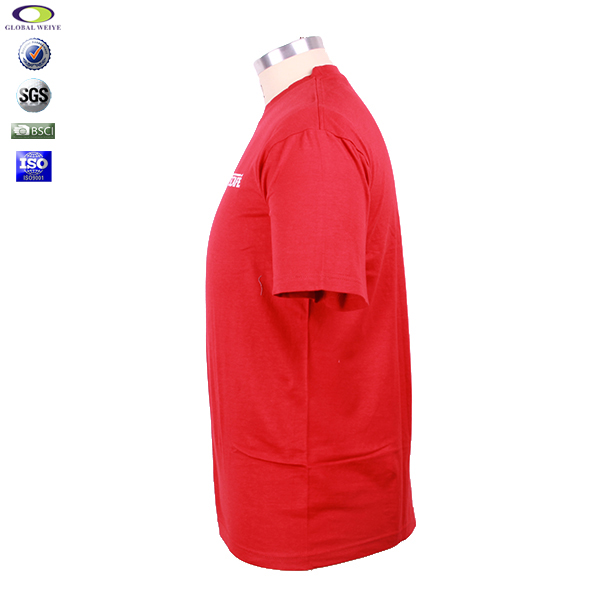 高性价比广告男士红色T恤白色印花