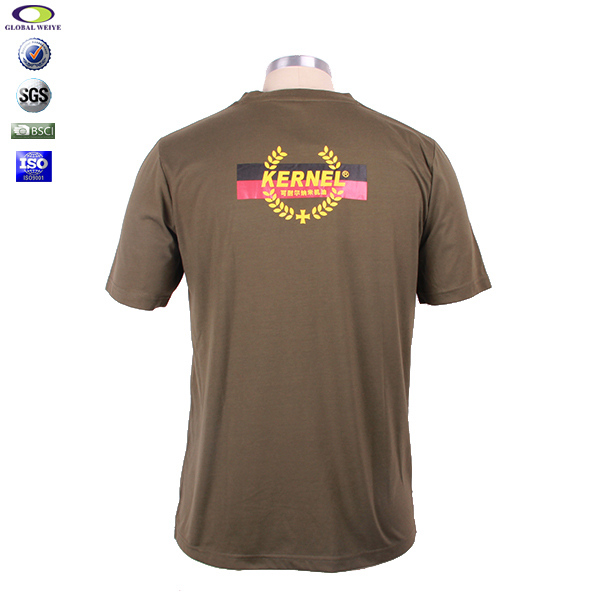 军绿色员工T恤圆领短袖前后印花