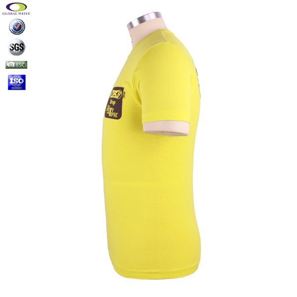 潮款印花黄色男士圆领T恤