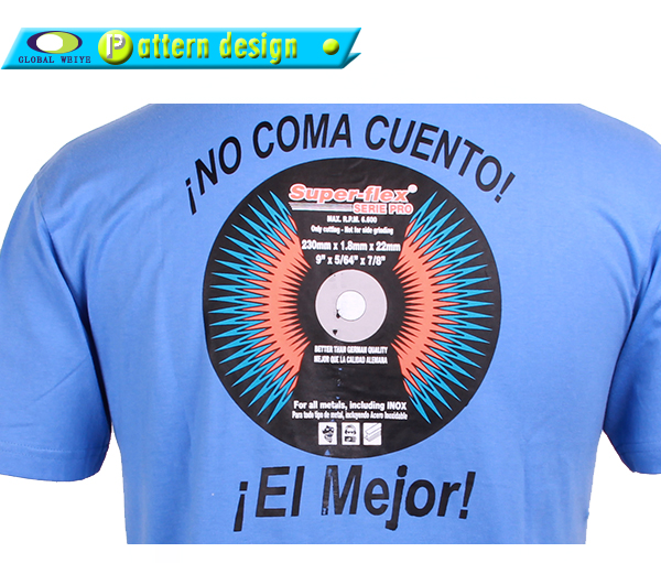 印花男士纯棉蓝色圆领口袋T恤