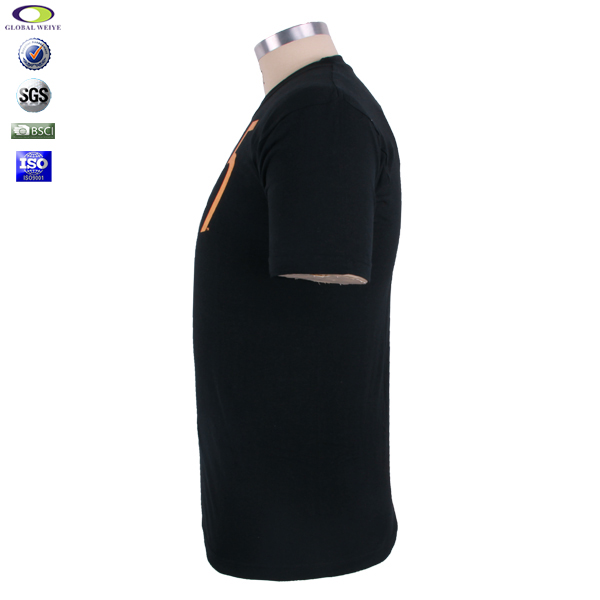 周年庆金粉印花男士黑色圆领T恤