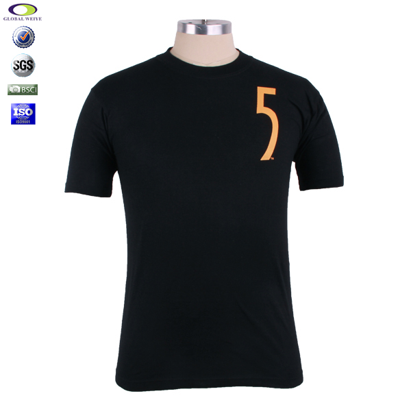 周年庆金粉印花男士黑色圆领T恤