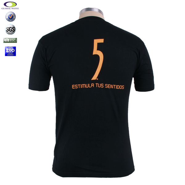 周年庆金粉印花男士黑色圆领T恤