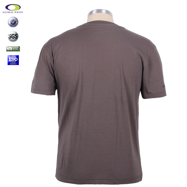 定做咖色品牌男士圆领T恤字母线条印花