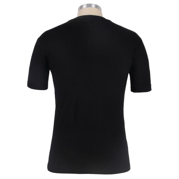 广告宣传黑色男士V领印花T恤衫定做