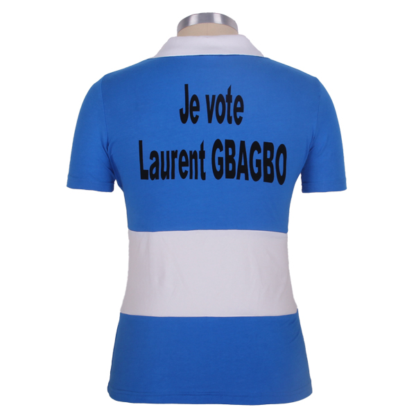 蓝色拼接选举女士印花Polo衫