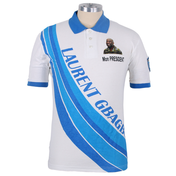 选举蓝色袖边男士短袖翻领Polo衫