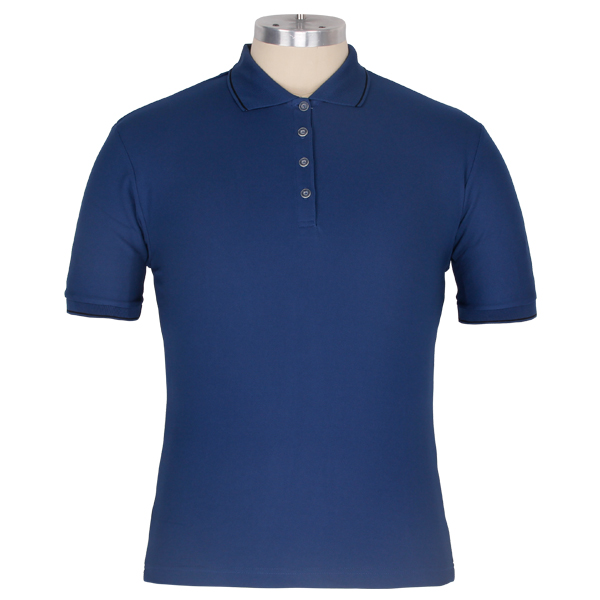 男士短袖polo衫蓝色空白翻领T恤衫