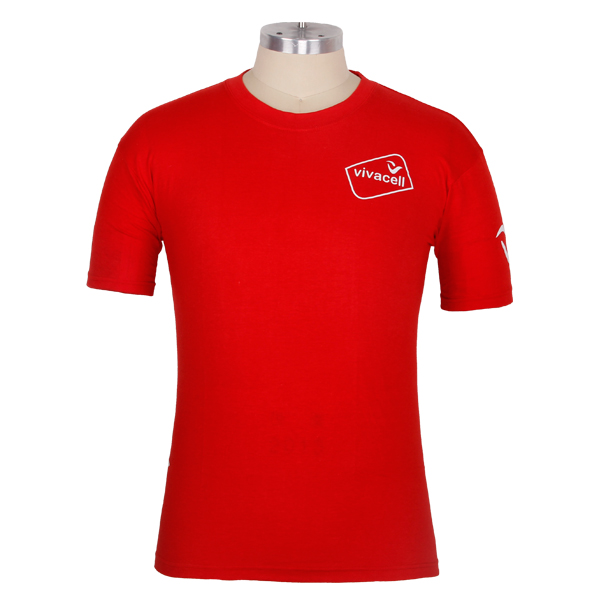 广告促销活动男士红色圆领短袖T恤印花logo