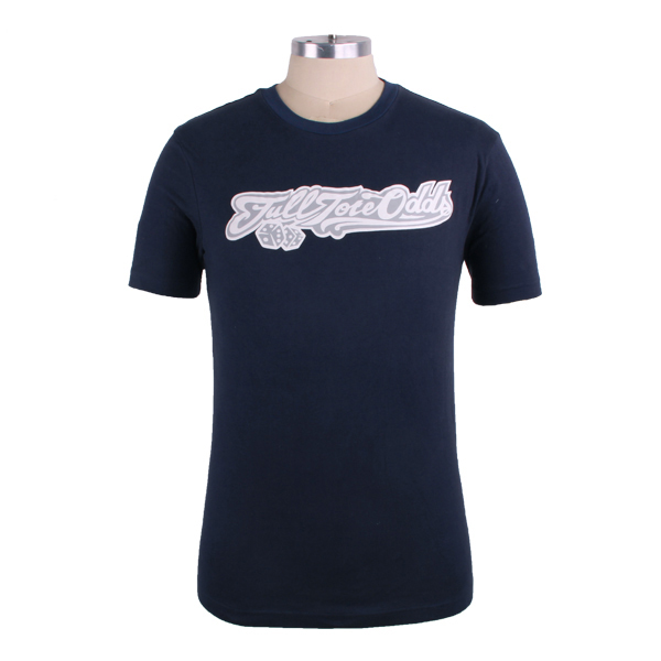 灰底白字印花男士黑色圆领短袖T恤