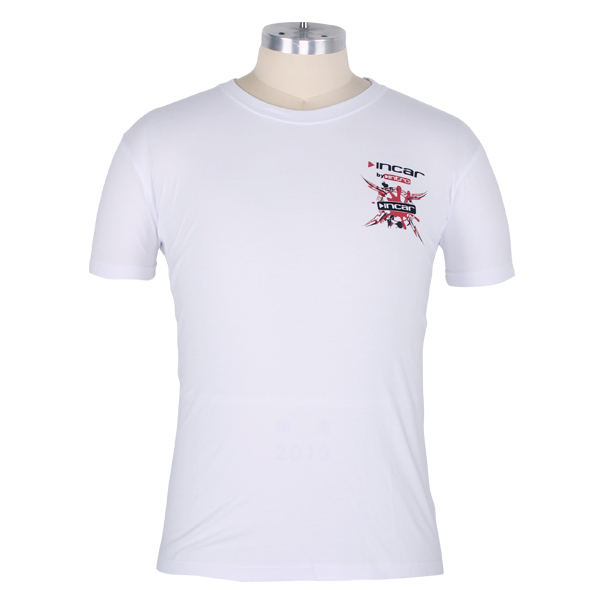 团体印花男士短袖圆领白色T恤