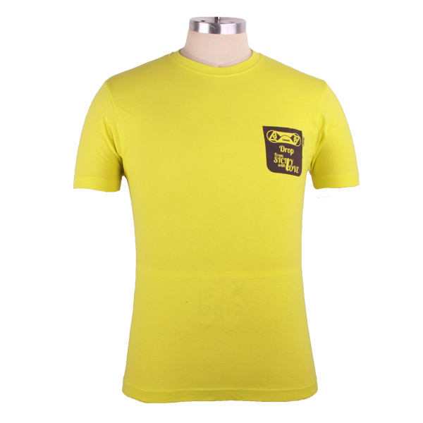 潮款印花黄色男士圆领T恤