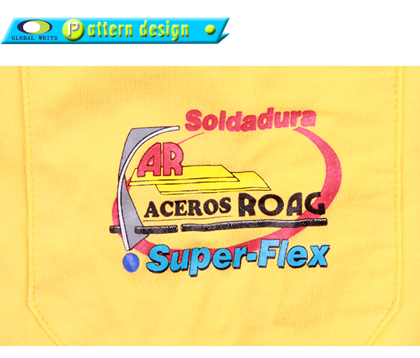 口袋设计男士纯棉黄色圆领T恤