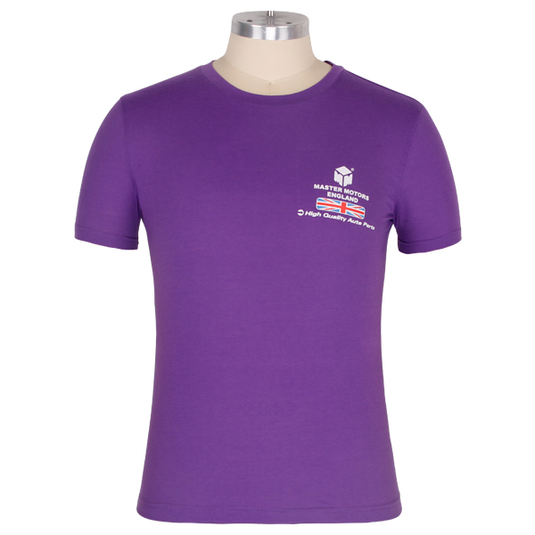 公司员工服紫色男士纯棉印花logo圆领T恤