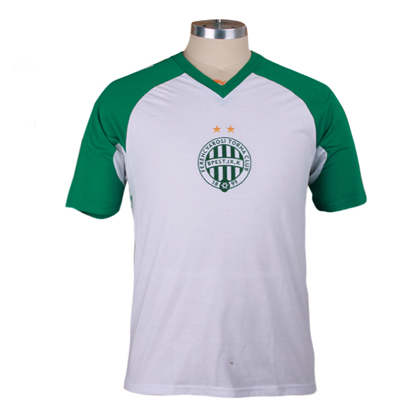 男士V领插肩袖撞色白色T恤