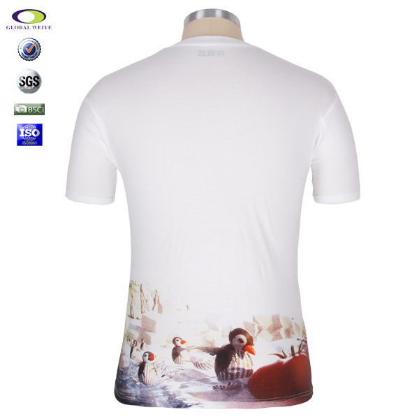 特色动物图案印花白色圆领T恤