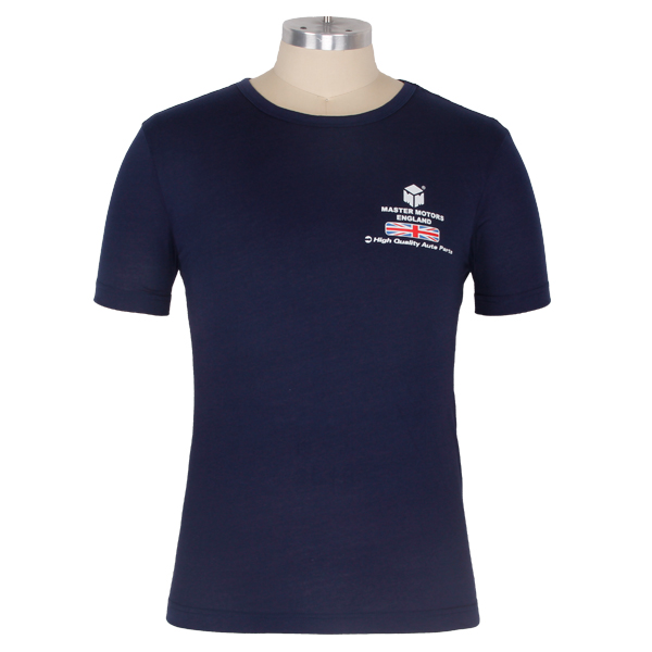 定做员工服男士纯棉印花l圆领T恤宝蓝色