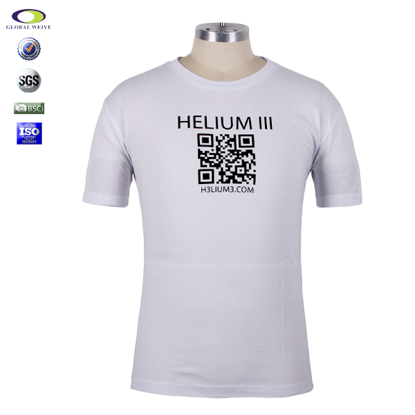 二维码印花白色圆领纯棉T恤