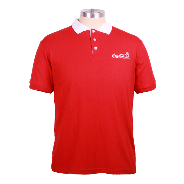 广告宣传男士白领印花红色Polo衫定做