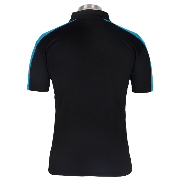 时尚黑蓝白拼接polo衫绣花logo