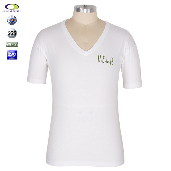 保护动物宣传男士圆领V领白色T恤