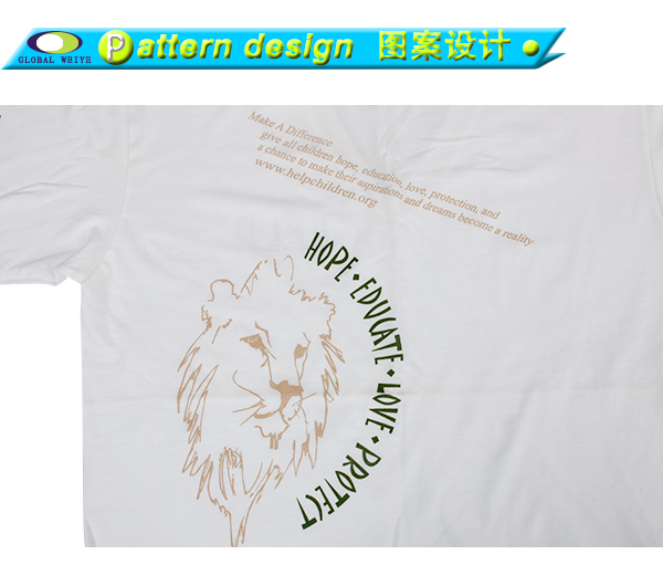 保护动物宣传男士圆领V领白色T恤