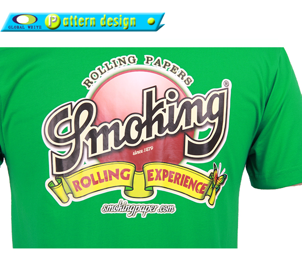 绿色男士圆领烫画T恤衫定做广告宣传