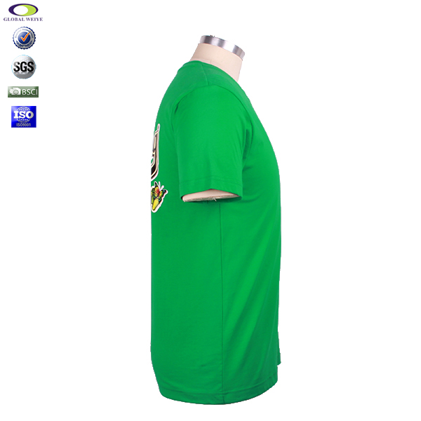 绿色男士圆领烫画T恤衫定做广告宣传