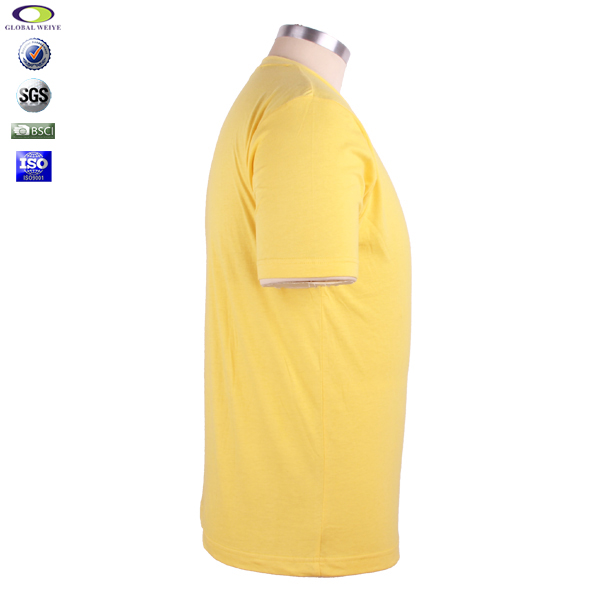 广告宣传黄色男士圆领印花T恤衫定做