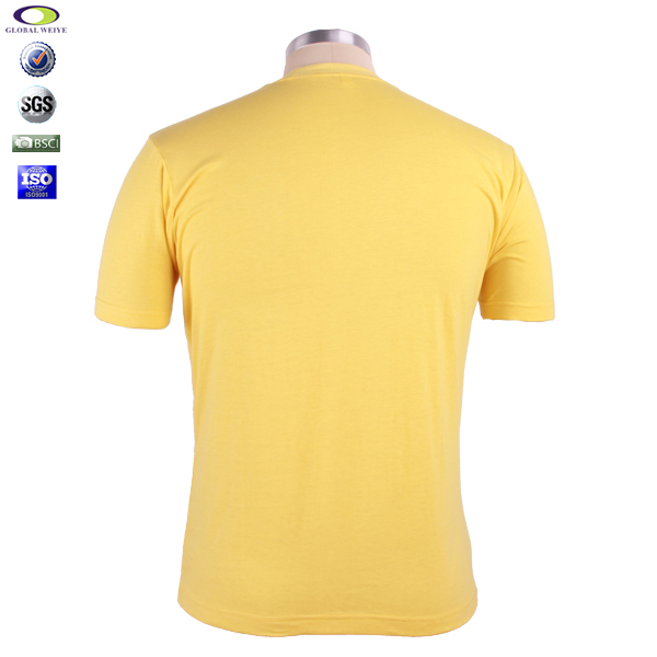 广告宣传黄色男士圆领印花T恤衫定做