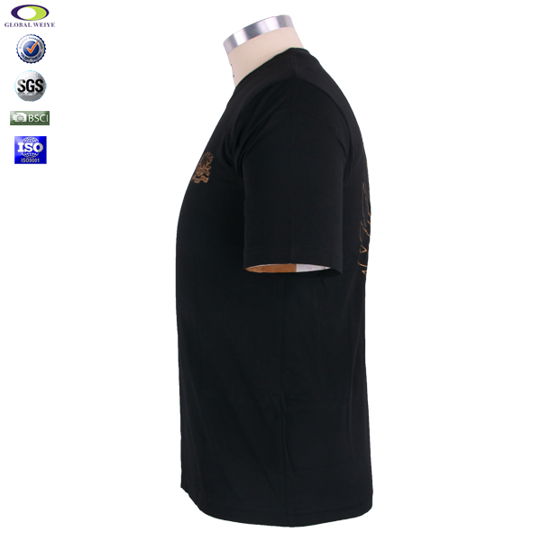 团体比赛队服男士黑色圆领印花T恤