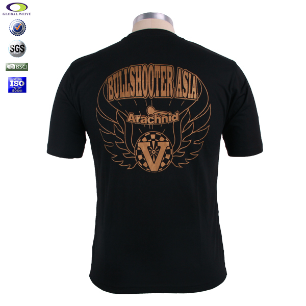 团体比赛队服男士黑色圆领印花T恤