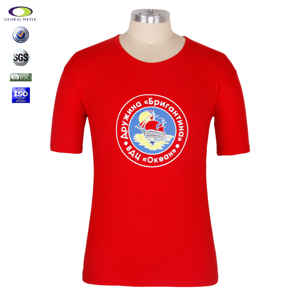 俄罗斯宣传活动男士红色圆领T恤定做