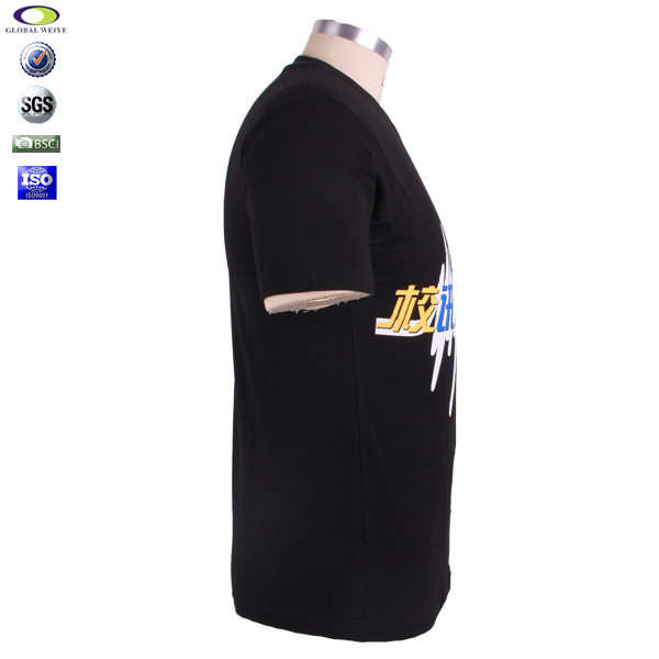 广告宣传黑色男士圆领印花T恤衫定制