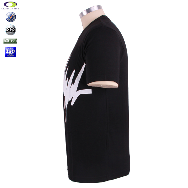 广告宣传黑色男士圆领印花T恤衫定制