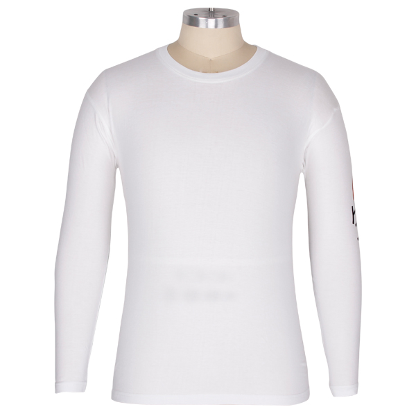 春秋员工服男士白色长袖圆领印花T恤